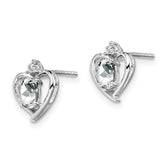 Sterling Silver Rhodium-Plated Oval White Topaz & Diamond Earrings  Prong Set, Elegant Women's Birthstone Style